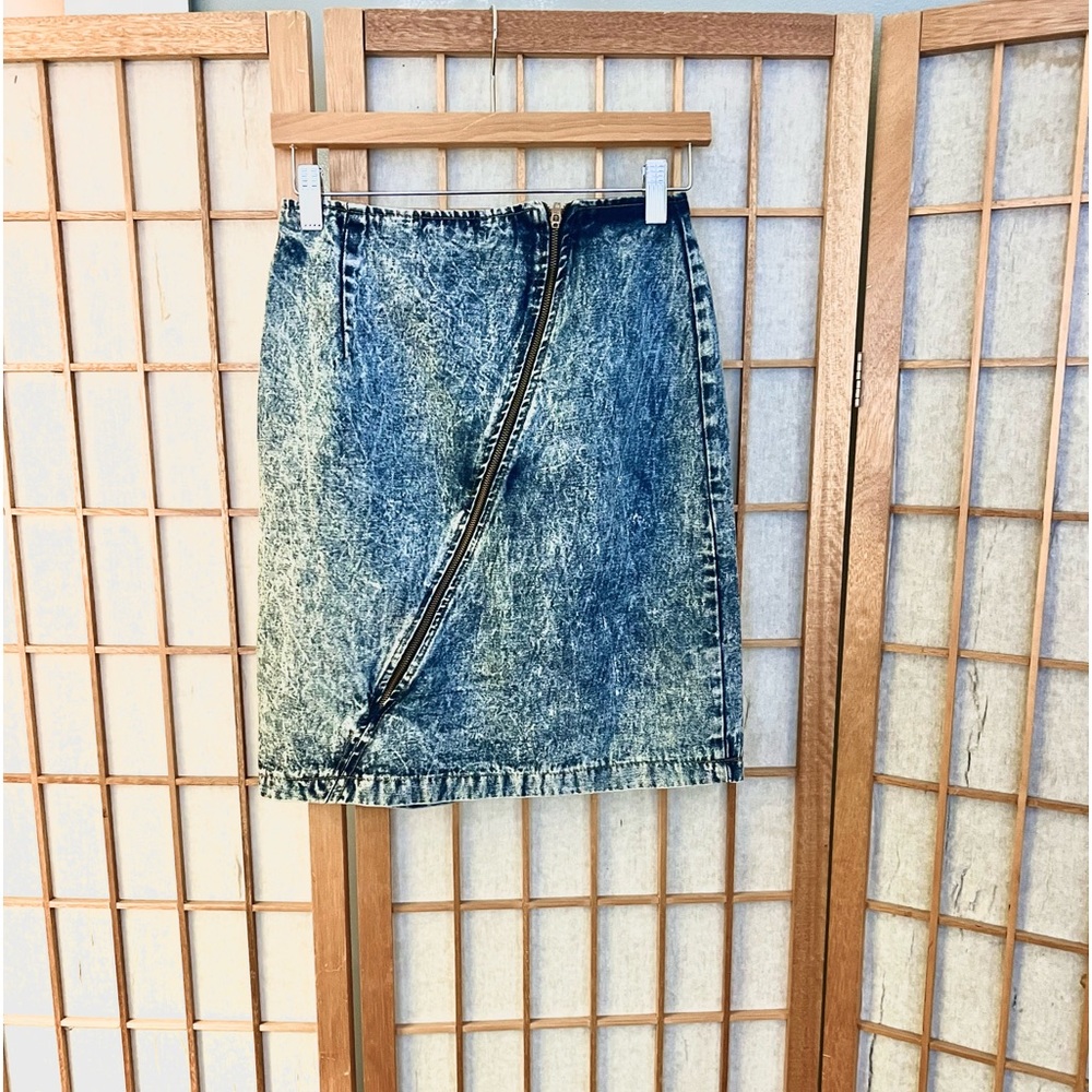 Vintage 80s Zipper Denim Skirt